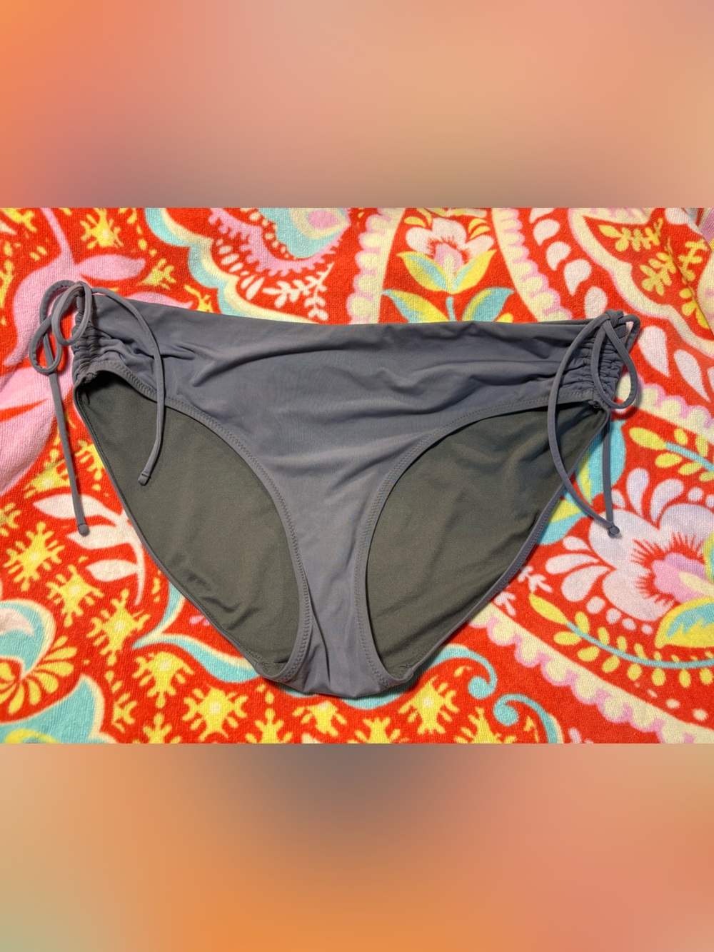 Athleta Slate Gray Tie-Side Bikini Bottoms Size L